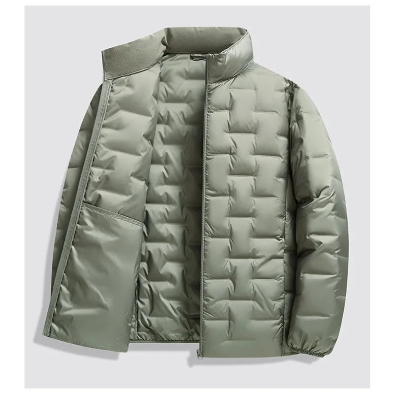 Jaket Musim Dingin Baru Tipis Ringan Pria Kerah Tegak Pendek Bulu Bebek Hangat Mantel Musim Gugur Musim Dingin Kasual Jaket Ringan Model Roti