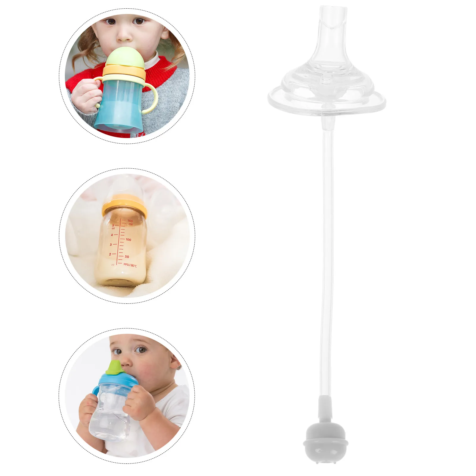 

Silicone Baby Bottle Straw Replacement Set For Toddlers Wide Mouth Feeding Cups Leakproof Detachable Transparent Reusable Straws