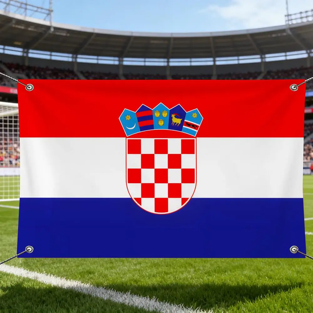 Croatia Flags Horizontal High Density Knitted Fabric European Simple For Durable Outdoor Indoor Use