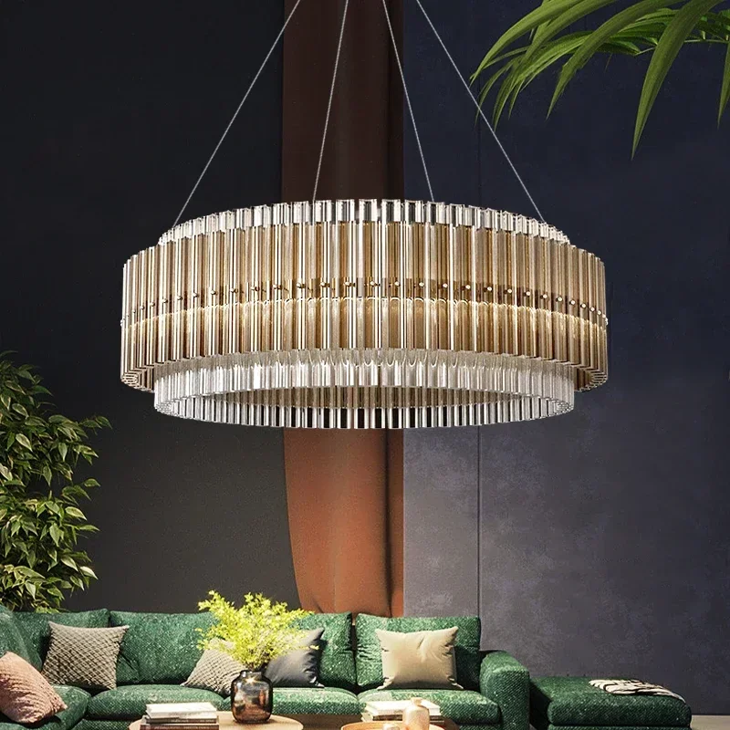 

Store Luxury Led Chandelier For Living Room Modern Home Decor Hanging Lamp Round Glass Bedroom Indoor Lighting Gold Cr