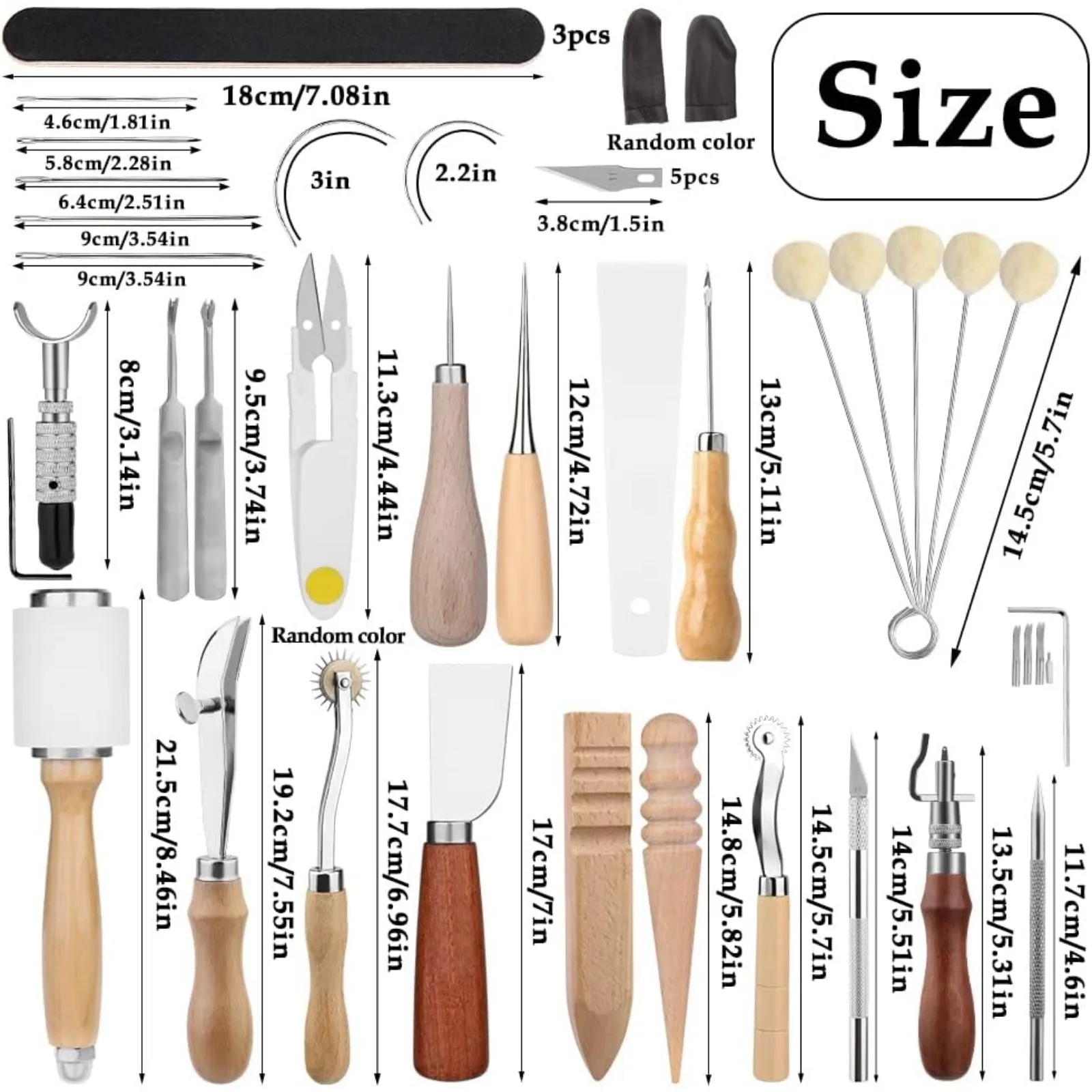 Leather Craft Tools, Working Tools, Supplies with Storage Bag Cutting, 60 Pieces