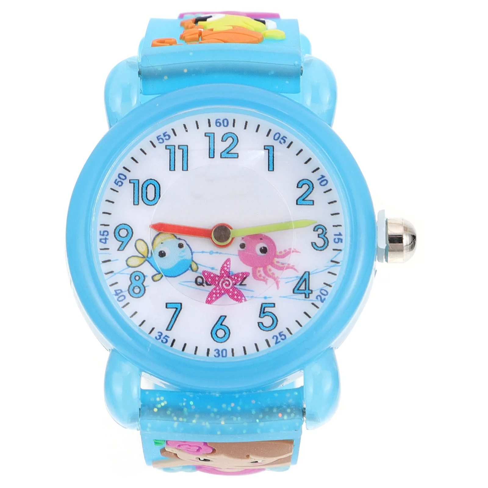1pc Cartoon Watch Mermaid Pattern Comfortable Fit For Student Time Learning Aid Birthday Christmas Gift Waterproof