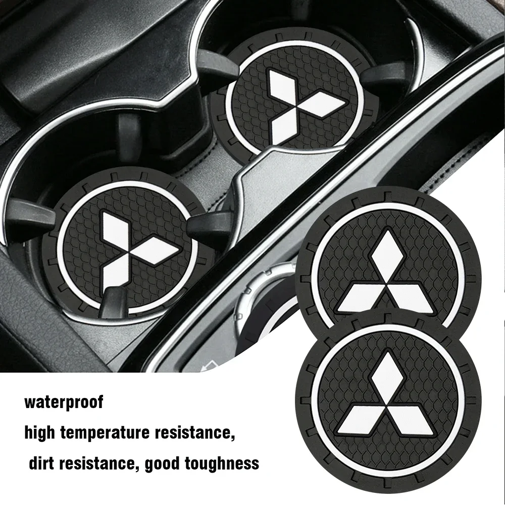 

Universal Car Cup Holder Mat Waterproof Interior Decoration Items for Mitsubishi Triton L200 Pajero Sport 2pcs