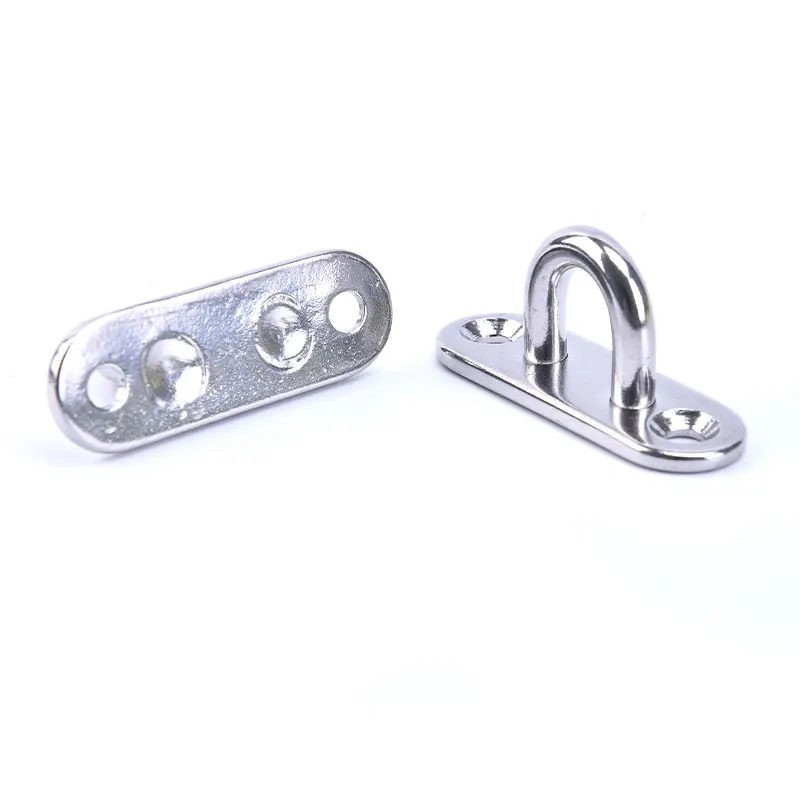4 pezzi in acciaio inox oblungo Pad Eye Plate Staple Ring Hook Loop Design a forma di U