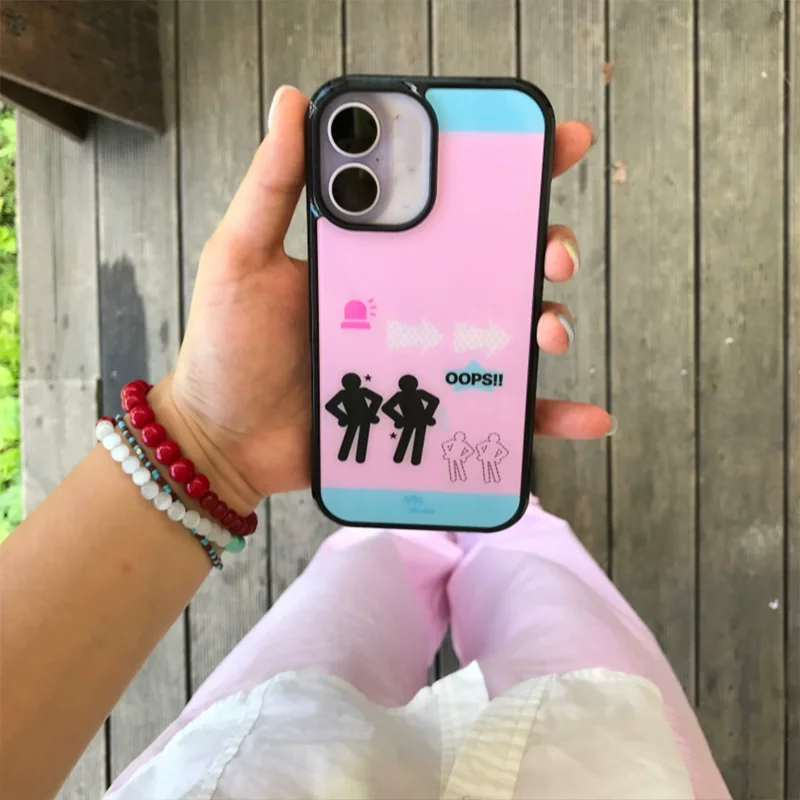 Pink Polka Dot Abstract Little Character Dance Couple Phone Case For iPhone 17 AIR 16 15 14 13 12 11 PRO MAX 7 8 PLUS Cover