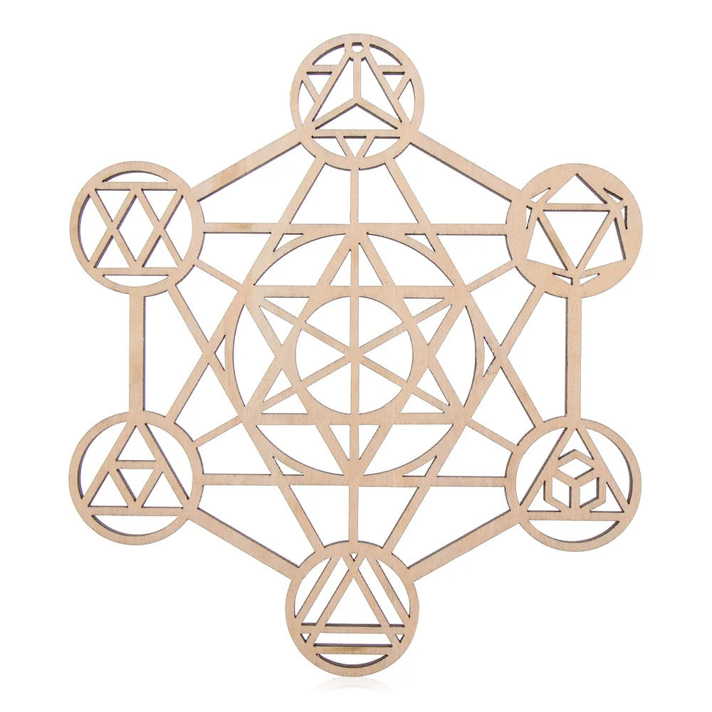 Handmade Coasters Home Wall Decor Laser Cut Flower of Life Shape Flower Of Life Energy Mat Wooden Wall Sign Slice Wood Base