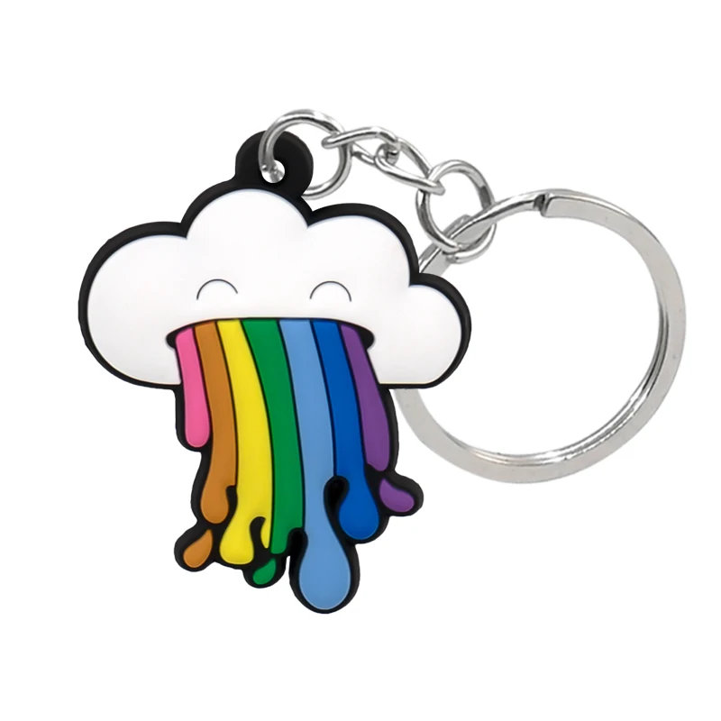 1/10PCS Rainbow Cute PVC Keychain Cheese Ice cream Key Ring Canvas Shoes Sunglasses Key Chain Handbag Accessories for Women Kids