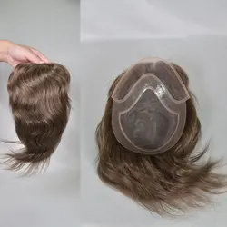 Parrucca svizzera in pizzo per uomo, parrucchino per capelli, Top Mono pizzo e anteriore, unità di pezzi di capelli naturali, sistema di sostituzione dei capelli maschili