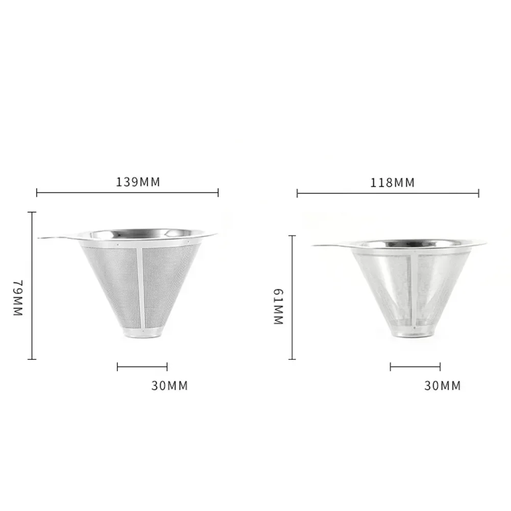 

Stainless Steel Coffee Filter Reusable Pour Over Cone Dripper Holder Mesh Coffee Machine With Brush Spoon Kitchen Accessories