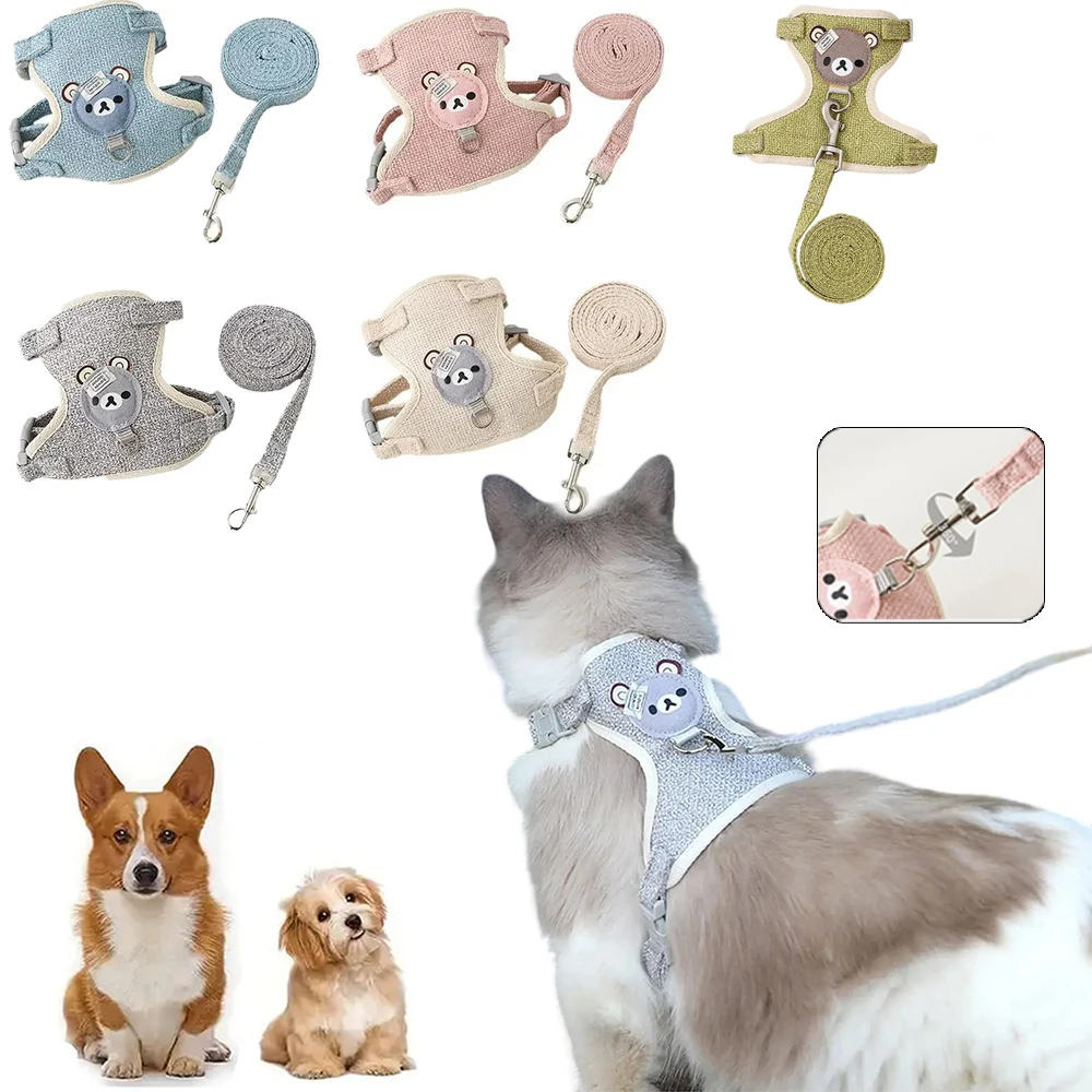 

Newest Cute Kitten Harness and Leash Set Pet Accessories Vest Harness Rabbit Dog Cat Outdoor Walking Strap Harnais Chaton 고양이하네스