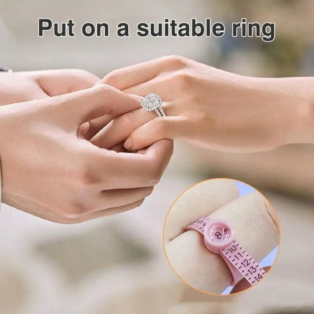 2 Counts Ring Sizer Measuring Tool, Sizes 1-17 US Rings, Reusable Finger Sizer Belt With Magnified Glass Pink & White