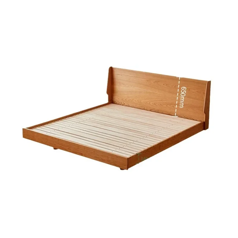 

Wooden suspension bed 1.5 meters, Japanese master bedroom solid wood furniture bed cherry wood 1.8m soft bag double bed