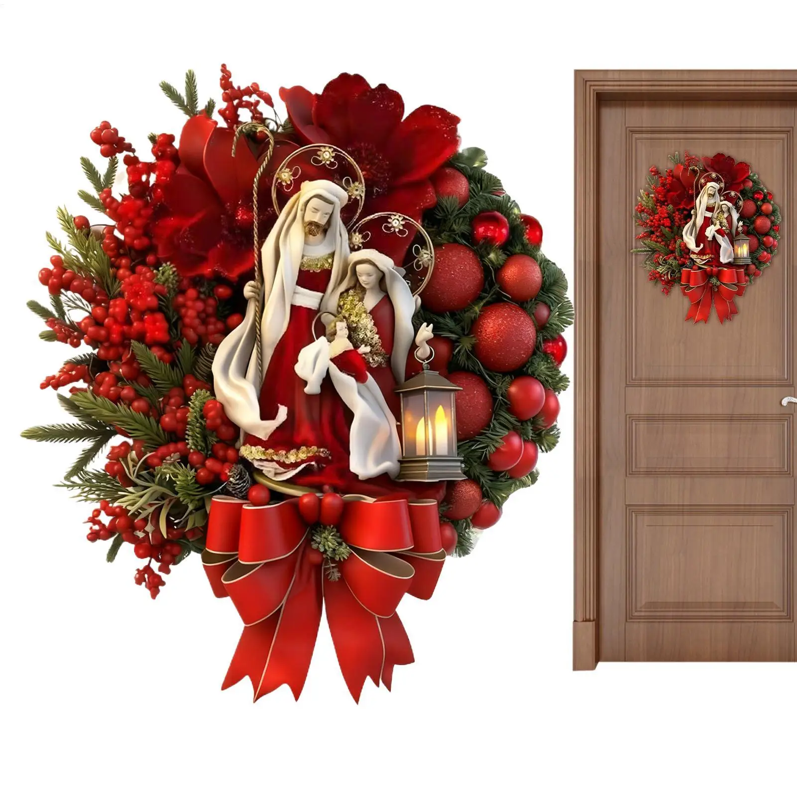 

Christmas Wreath For Front Door Home Decorations With Red Berry Pine Needles Red Berry Christmas Wreath For Indoor Outdoor