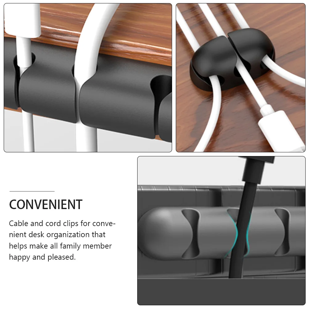 

4 Pcs Silicone Cable Winder Wire Clips Management Desk Organiser Holders for Cords Organizer Desktop Work Clamp Manager