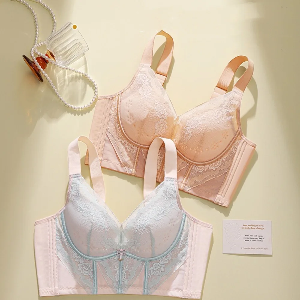 

Fashion 3/4 Cup Lace Vest Bras Corset Top Close-fitting Wireless Push Up Bra Intimates Thin Lace Underwear Women Gifts