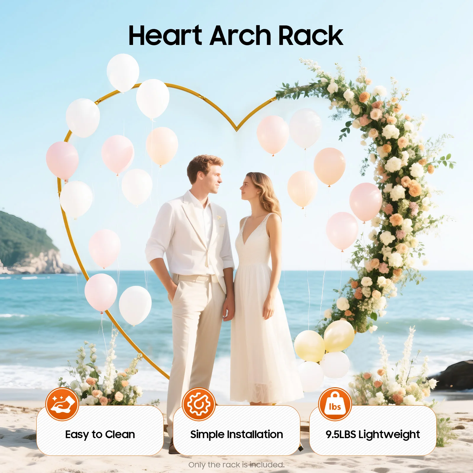 

6.89ft/2.1m Heart Arch Stand, Wedding Heart Backdrop Frame, Romantic Love Shape Arch for Bridal Ceremony, Birthday Party Decor