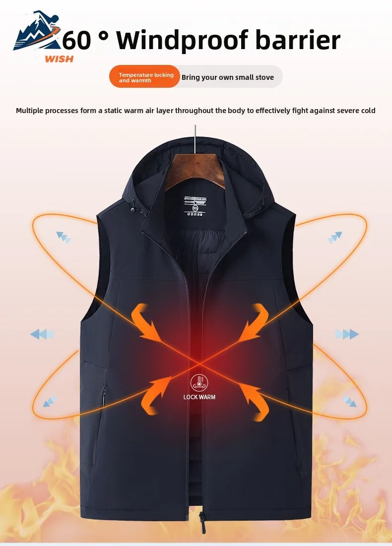 MONEYWISH الرجال القطن سترة 2025 جديد الرياضة في الهواء الطلق زائد القطن سميكة مكافحة الباردة الدافئة جاكيت بلا إكمام سترة شتوية عادية أسفل