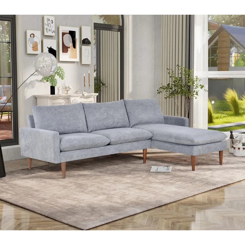 Sofá seccional Convertible de 3 plazas con tela de terciopelo, sofá seccional pequeño con Chaise para sala de estar, muebles para el hogar