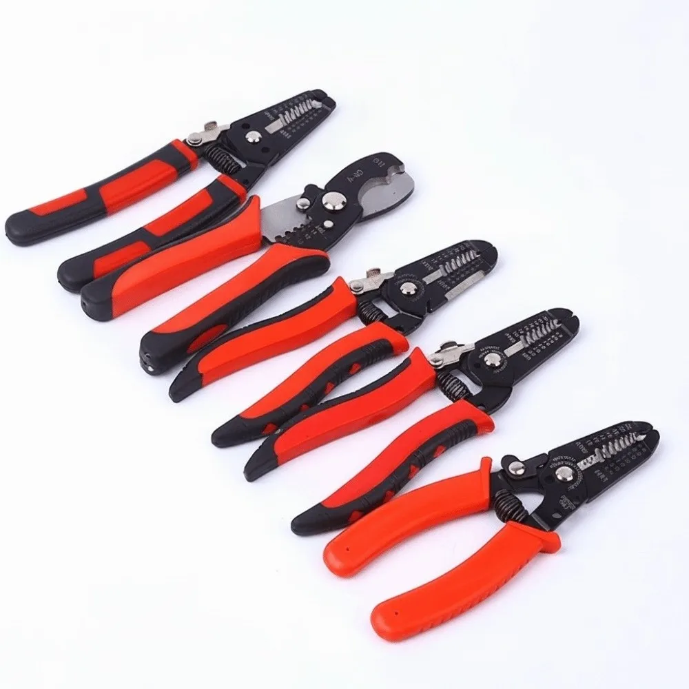 Multifunctional Wire Stripping Pliers High Carbon Steel Red/Black Color Wire Crimping Tool Cutting Pliers Coil Spring