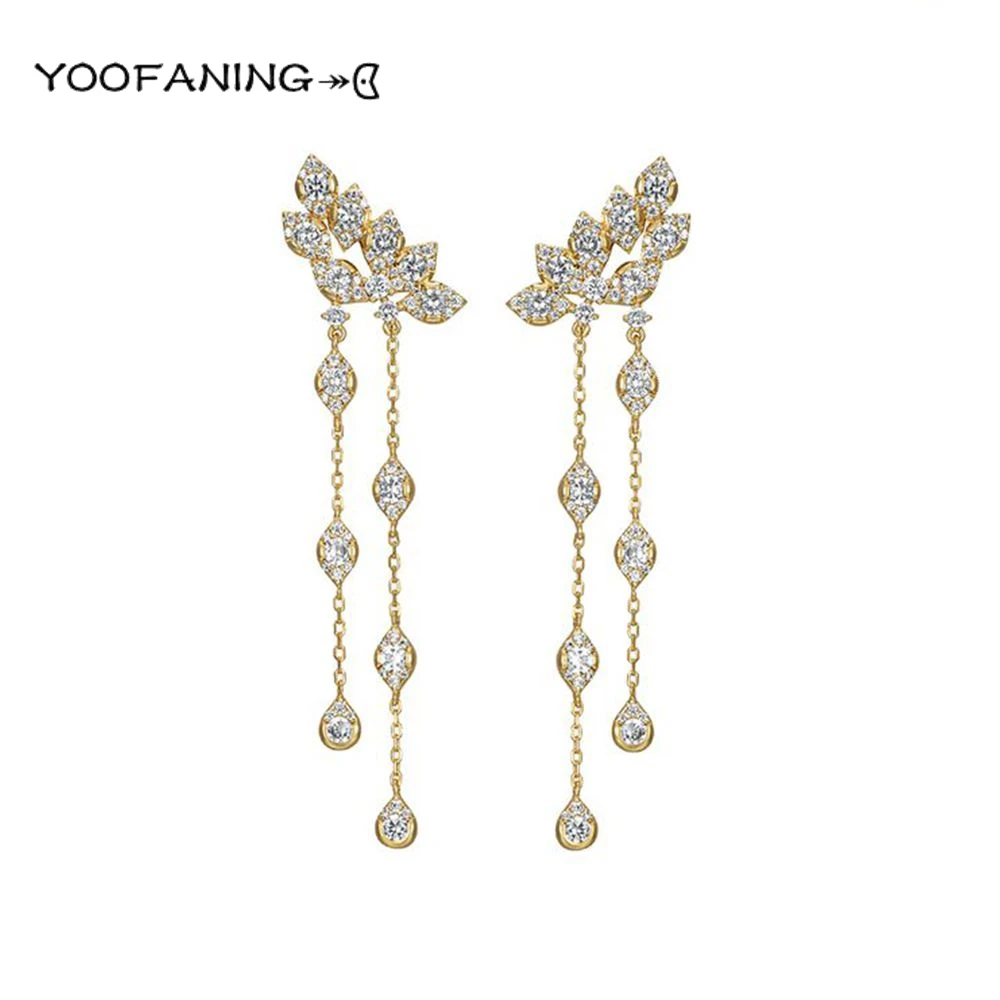 925 Sterling Silver Ear Needle Fashion Earrings Exquisite Colored Zircon Advanced Tassel Design Earrings for Women Jewelry Gift