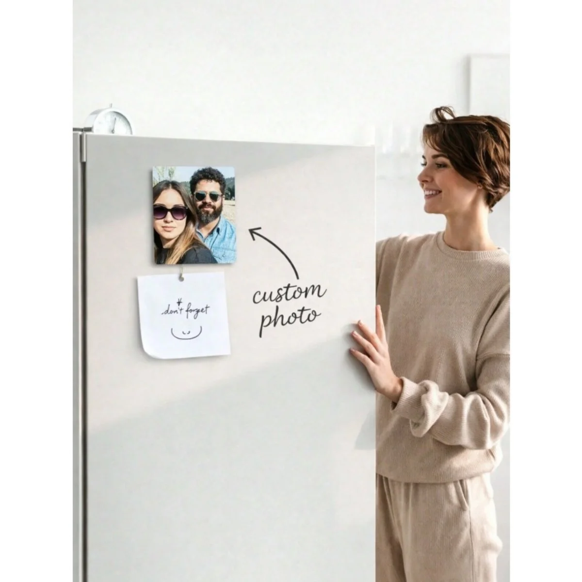 Customizable photo magnets – suitable for any ferrous surface, removable; perfect for Christmas, birthdays, and Easter.