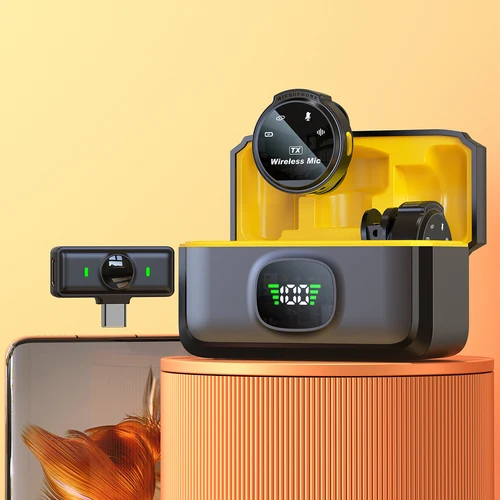 Imagen 2 del producto Xiaomi-Micrófono de solapa inalámbrico, dispositivo con interfaz USB-C/iOS, cancelación de ruido, rango de 164 pies, para Android/iPhone/cámara/PC/portátil