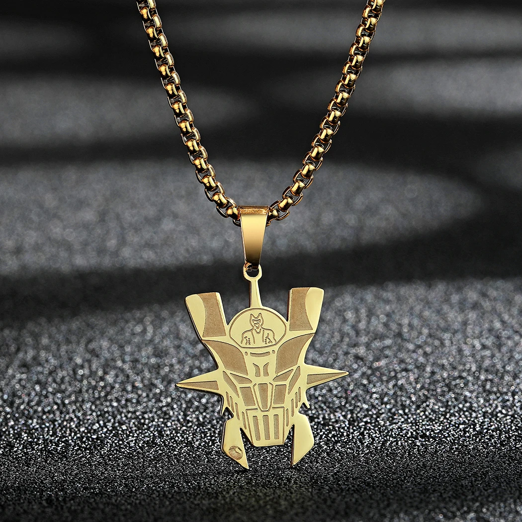 Todorova Trendy Stainless Steel Engraved Mazinger Armor Universal Pendant Necklace For Men Charm Warrior Jewelry Creative Gift