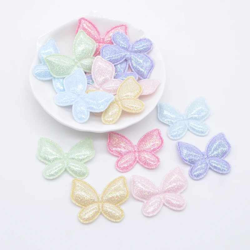 50 Uds. De apliques de mariposa de cuero PU Kawaii de 32x25mm para sombreros de niña DIY, pinzas para el pelo, accesorios de decoración, ropa,