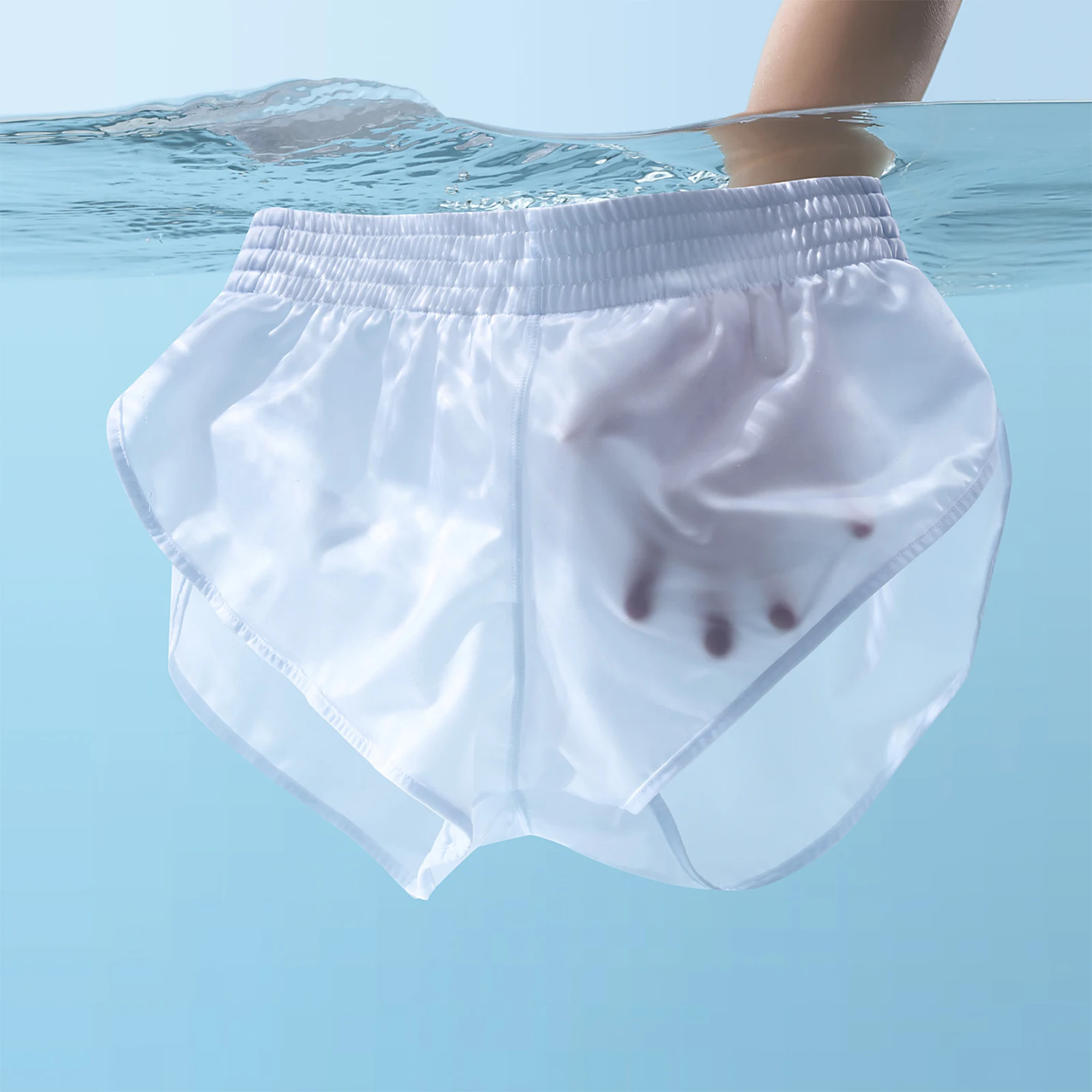 Satin-Herren-Boxershorts mit Seitenschlitz, glänzender Pfeil-Design, sexy Unterwäsche, innerer Netzbeutel, Jockstrap, Schlafhose, Homewear – Detail 3