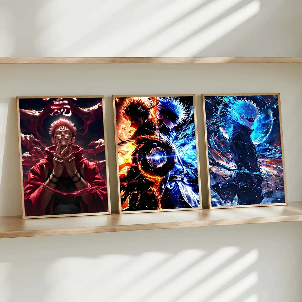 1 قطعة أنيمي Jujutsu Kaisen يطبع المشارك الشكل Itadori يوجي جوجو ساتورو قماش اللوحة ديكور المنزل المشارك المشجعين الهدايا غير المؤطرة
