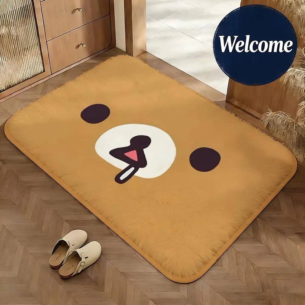 Weiche Flanell-Bodenmatte mit Rilakkuma-Motiv, rutschfeste, saugfähige Fußmatte für Badezimmer, Schlafzimmer, Heimdekoration, Teppich – Detail 13