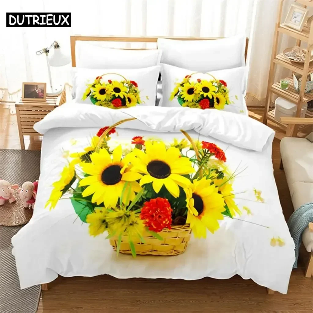 

Luxury New 3D Print Sunflower Bedding Set Single Twin Double Queen King Cal King Size Bed Linen Set
