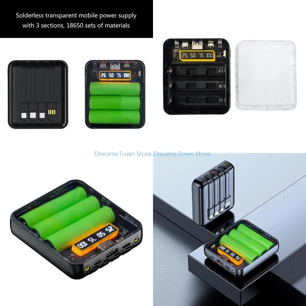 

HX6A Versatile Detachable 3x18650 Power Banks Enclosure with Quick Charging Feature
