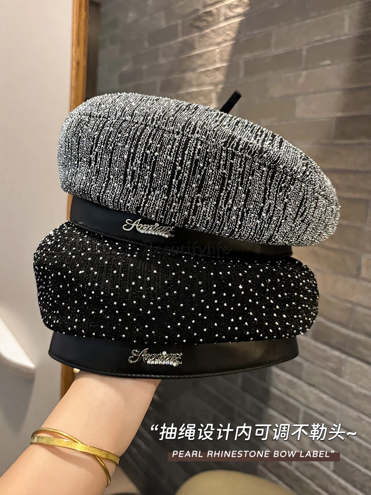 Heavy Industry Alphabet Black Beret Spring Autumn Winter Foreign Trendy Retro Painter Hat