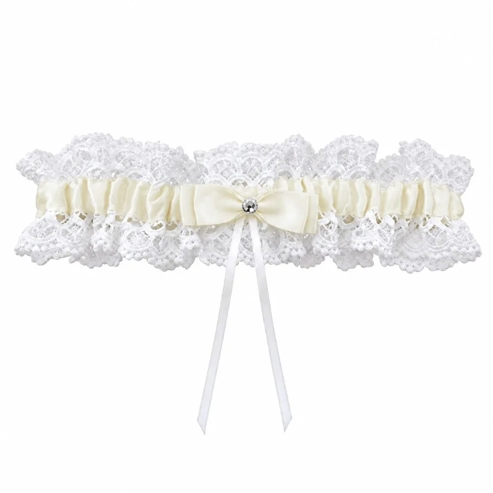 Sweet Lace Bow Garter Belt Silky Smooth Satin Elastic Leg Garter Adjustable Strap Ruffled Thigh Bands for Women