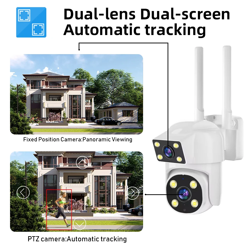 LLSEE O-KAM 8MP 4K dual lens 2.4hz 5Ghz outdoor waterproof wireless WIFI connection closed-circuit television camera IP security