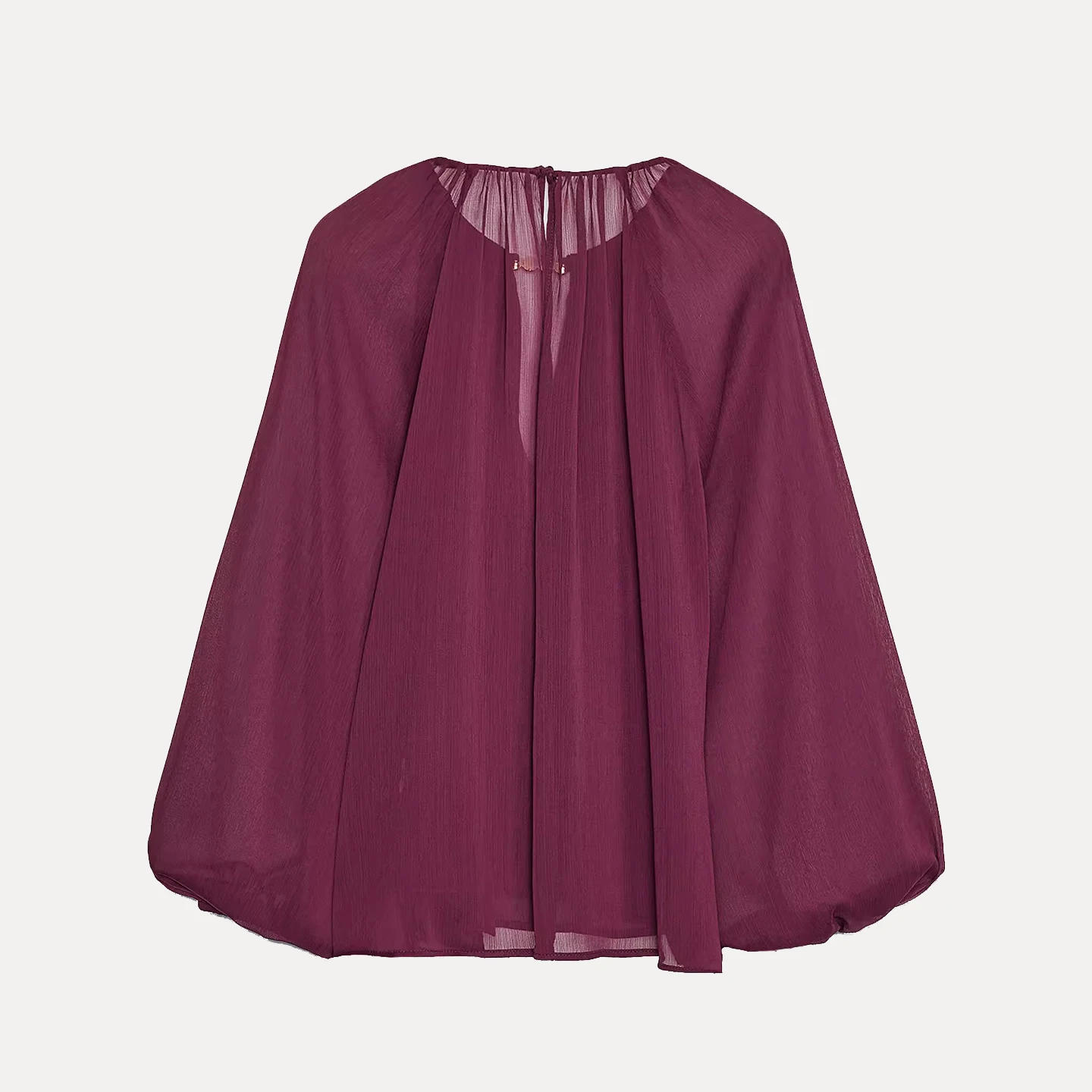 

Z Women's Faion irt Semi-Transparent Trim Material Commute Sle Loose Fit Long Sve round Ne Button Closure