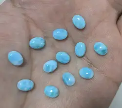 6pcs Natural Larimar Bead Cabochon Loose gemstone oval 6*8MM cabochon Ring/Earring face fashion jewelry accessories