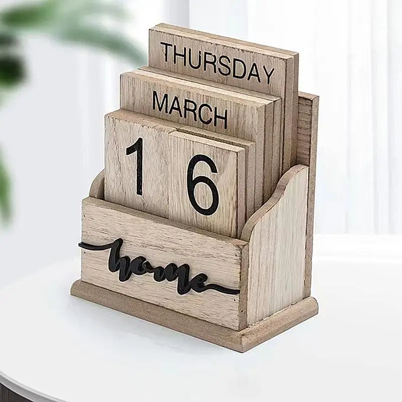 Wooden Perpetual Calendar Retro Multipurpose Perpetual Calendar Rustic Calendar For Bedrooms Decorative Date Blocks For Living