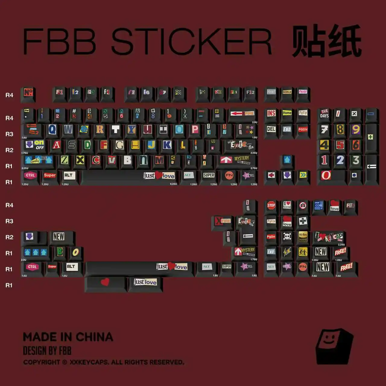 

FBB Keycap Stickers Theme For Cherry Profile Mechanical Keyboard Keycaps PBT 1.7mm Thickness MX Switch Personalized Accessories