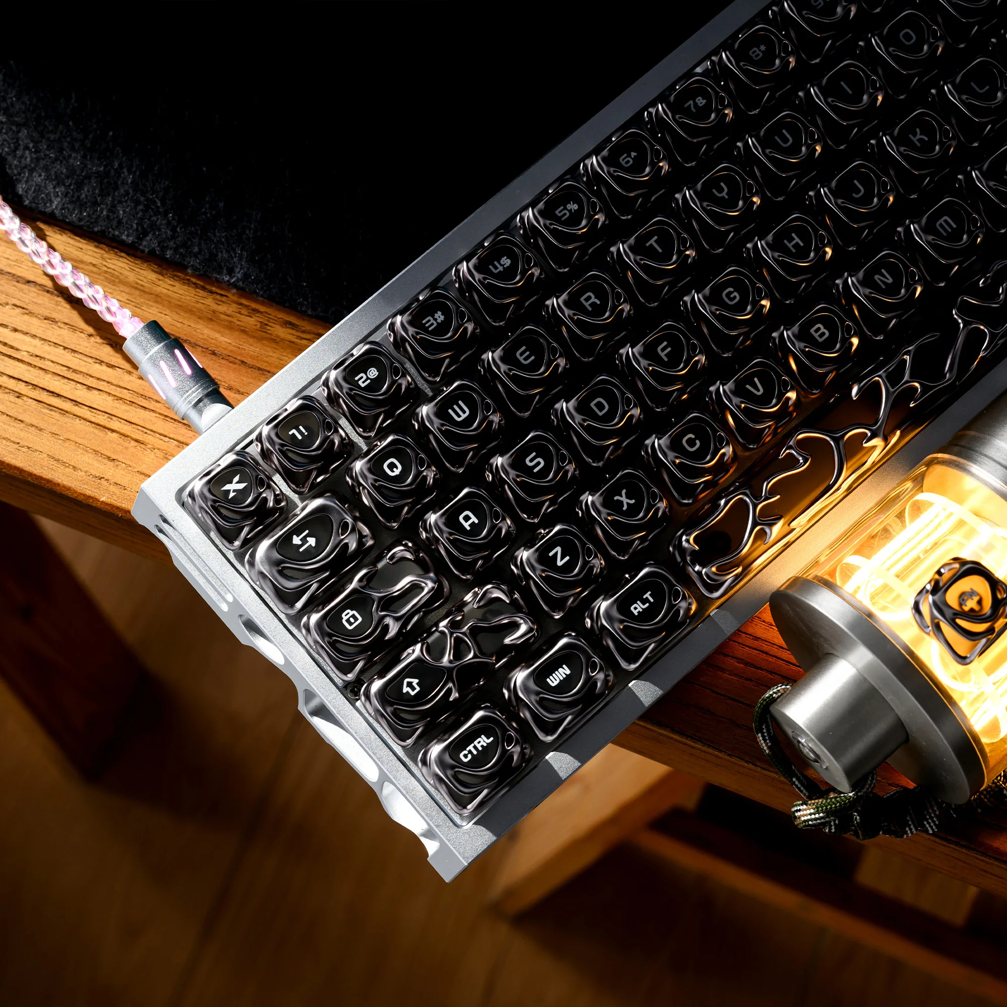 XVX 120-Key Gradient Sliver Shiny Translucent Keycaps with Metallic Texture for Mechanical Keyboards PC Venom Keycaps