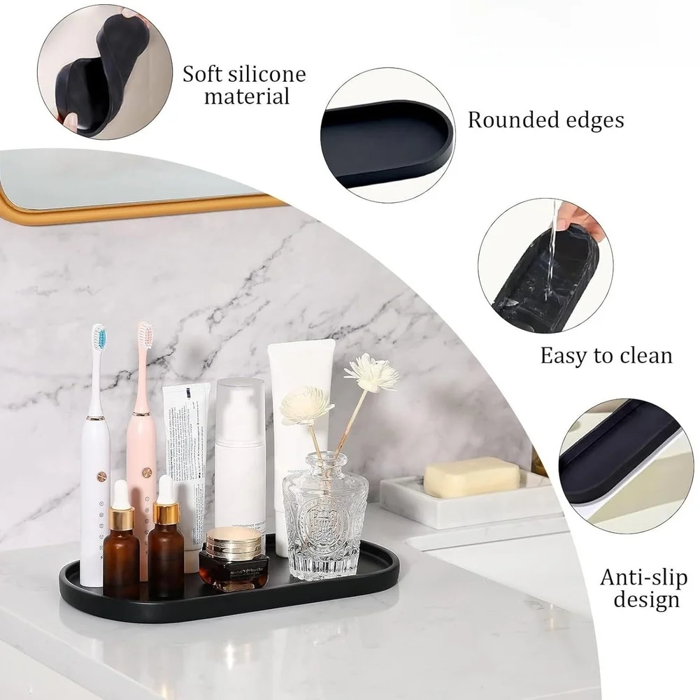 25*11*2cm Bathroom Vanity Organizer Non-slip Kitchen Organizer Tray Countertop Organizer Bin Rounded Safe Edges Easy To Clean