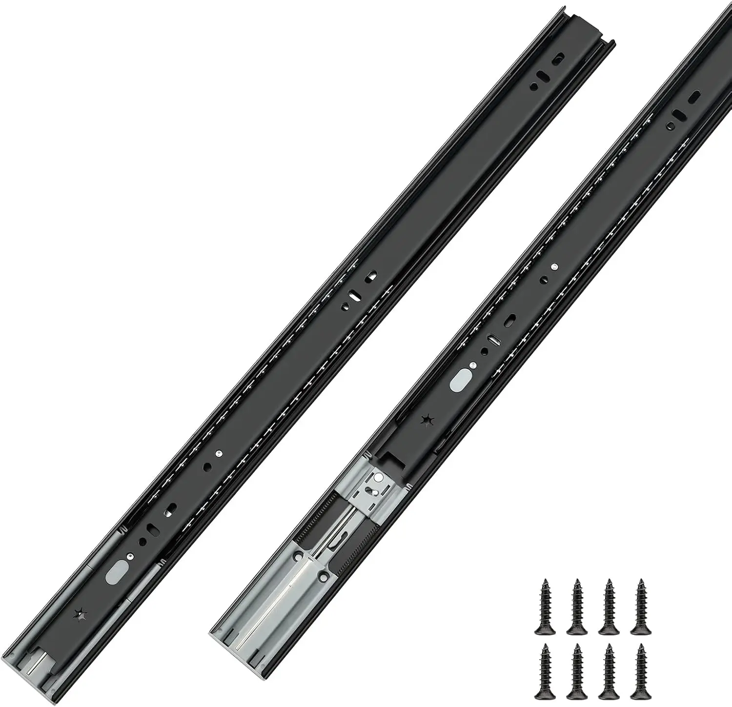 Black 22 Inch Full Extension Soft Close Side Mount Drawer Slides Heavy Duty Ball Bearing Cabinet Rails 100LB Capacity Furniture Glides for Kitchen Dresser, 10 Pairs