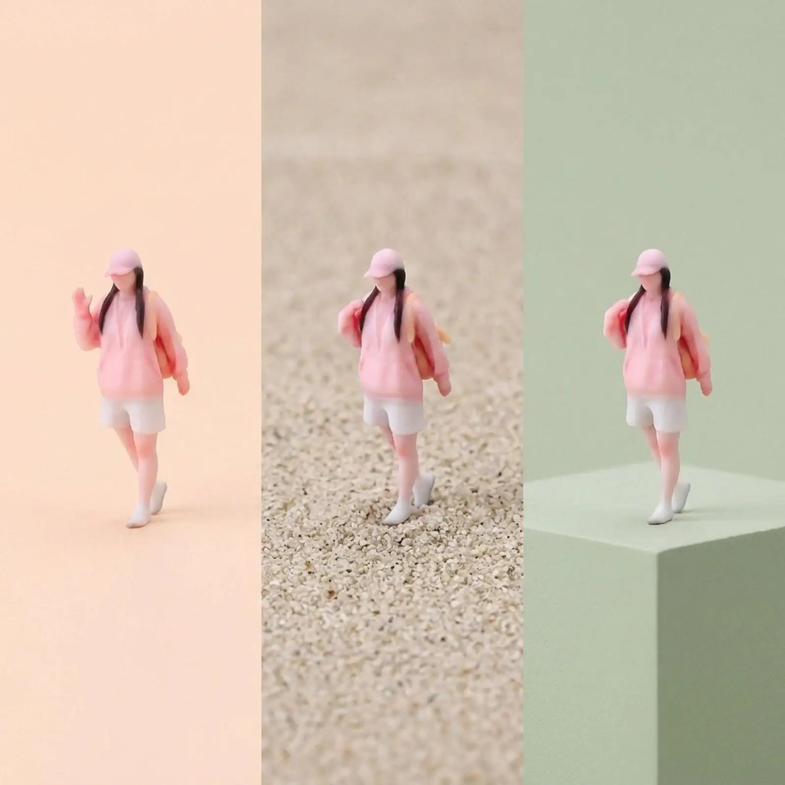 1/64 Girl Figure Simulation Collections DIY Diorama Accessories Micro Landscape Female Figurine Trains Architectural Decor