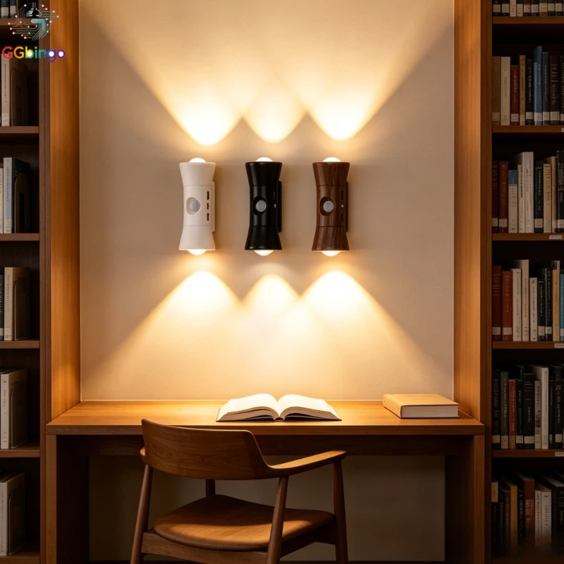 GGbingo LED Magnetic Wall Lamp with Human Sensor Rechargeable Dimmable Wall Sconce Art Decorative Lighting