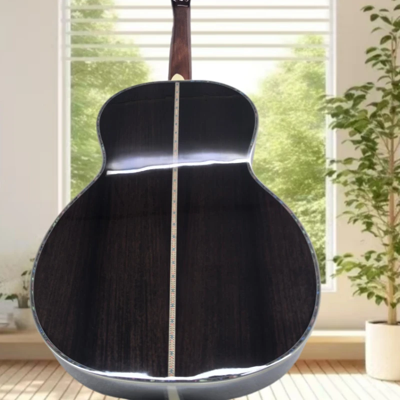 00042 VS Style Acoustic Guitar Sunburst Top Multi Color Striped Rosewood Back Sides Abalone Shell Binding Trapeze Tailpiece