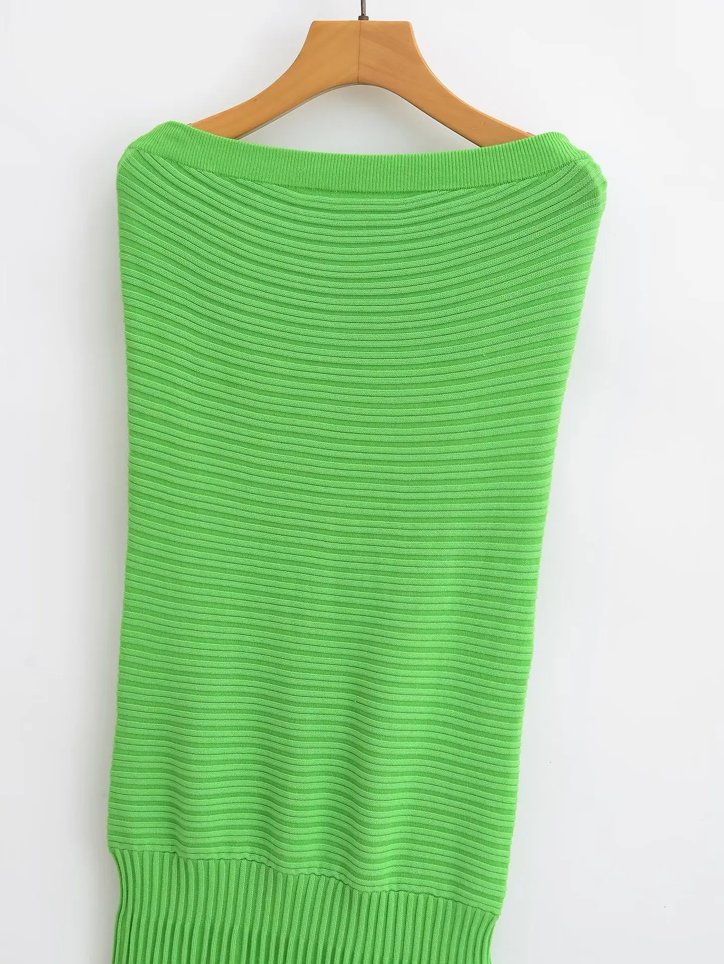 Elegant Green Knitted Dress Autumn Winter Women Casual Off The Shoulder Bodycon Dress Fashion Holidy Fashion Clothing Outfit