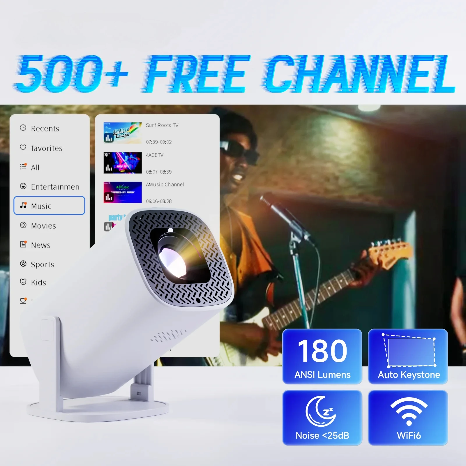 

Умный мини-проектор P30PLUS с ОС, более 500 бесплатных каналов, поддержка 4K 1280*720P, Wi-Fi 6, портативный проектор для домашнего кинотеатра