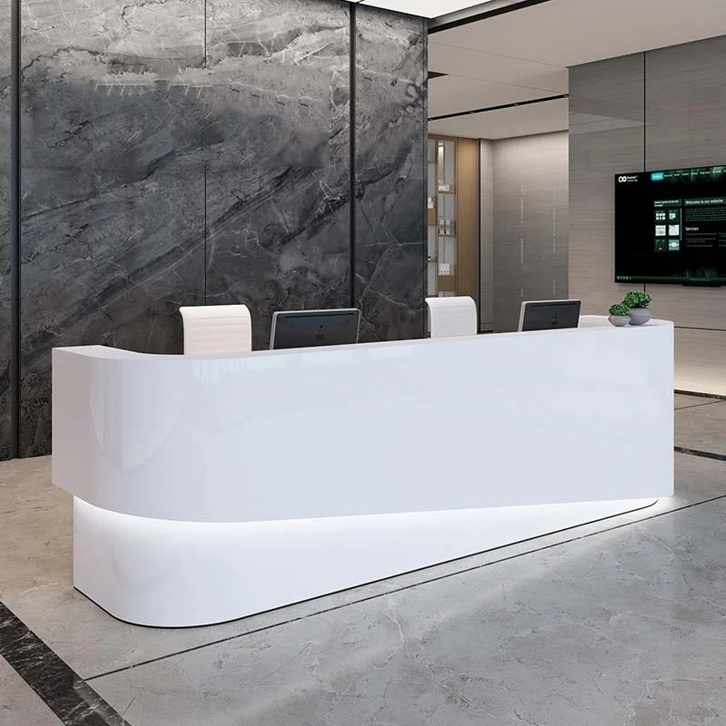 Portable White Reception Desks Gym Deep Storage Long Beauty Reception Desks Commericial Cashier Empfang Theke Office Furniture