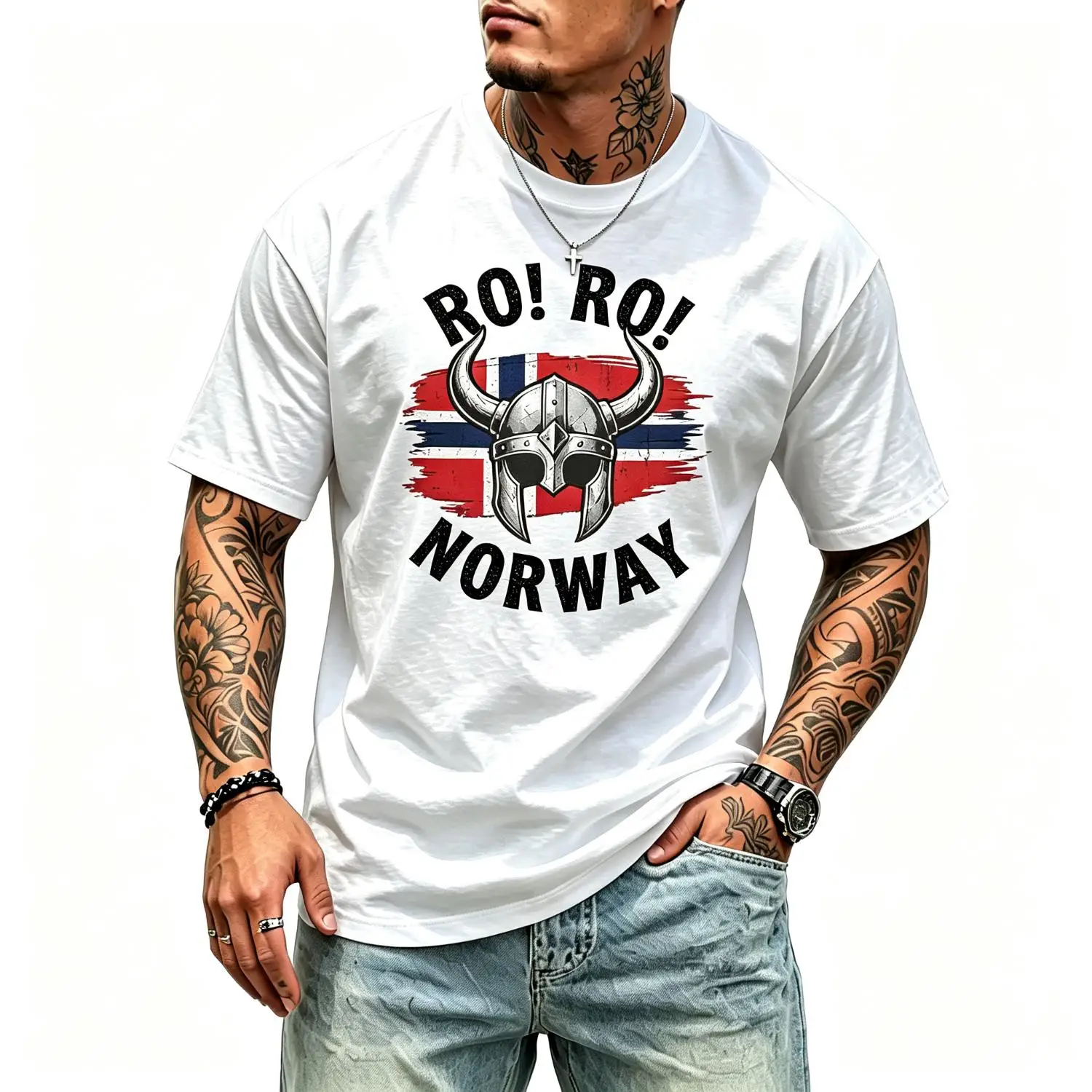 Ro Ro Norway Soccer Fans Viking Helmet Tribute T-Shirt